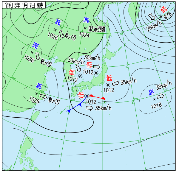 南岸低気圧の天気図