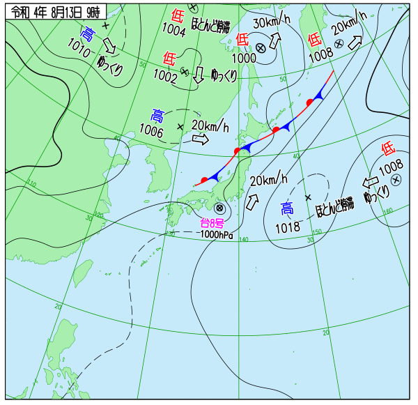 低気圧のほうが高気圧より気圧の高い天気図